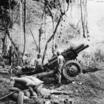 US troops man 105mm howitzer in Salamaua New Guinea 1943