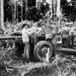 US troops with 105mm Howitzer Green Death in Wakde 1944