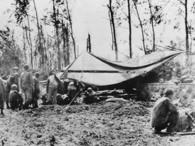 1st Aid Station Set Up for 24th Army Corps on Okinawa