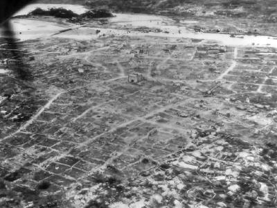 Aerial View of Leveled City of Naha Capital of Okinawa