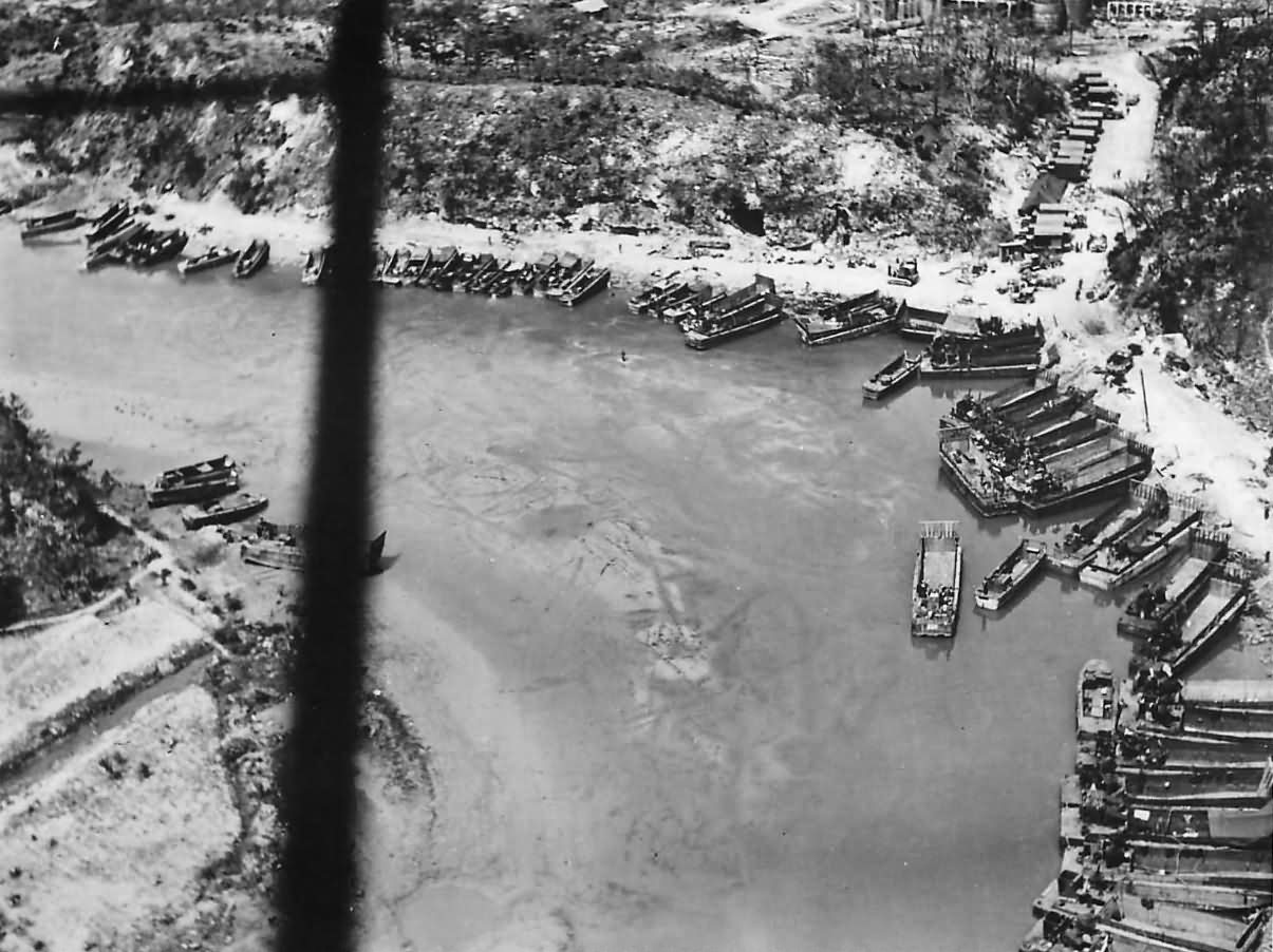 Beach Crowded with US Landing Craft during Okinawa Invasion