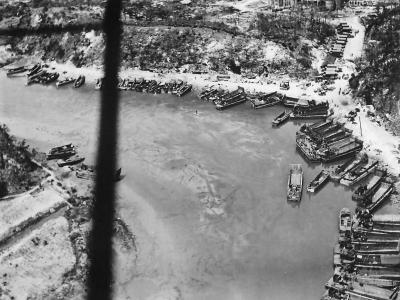 Beach Crowded with US Landing Craft during Okinawa Invasion