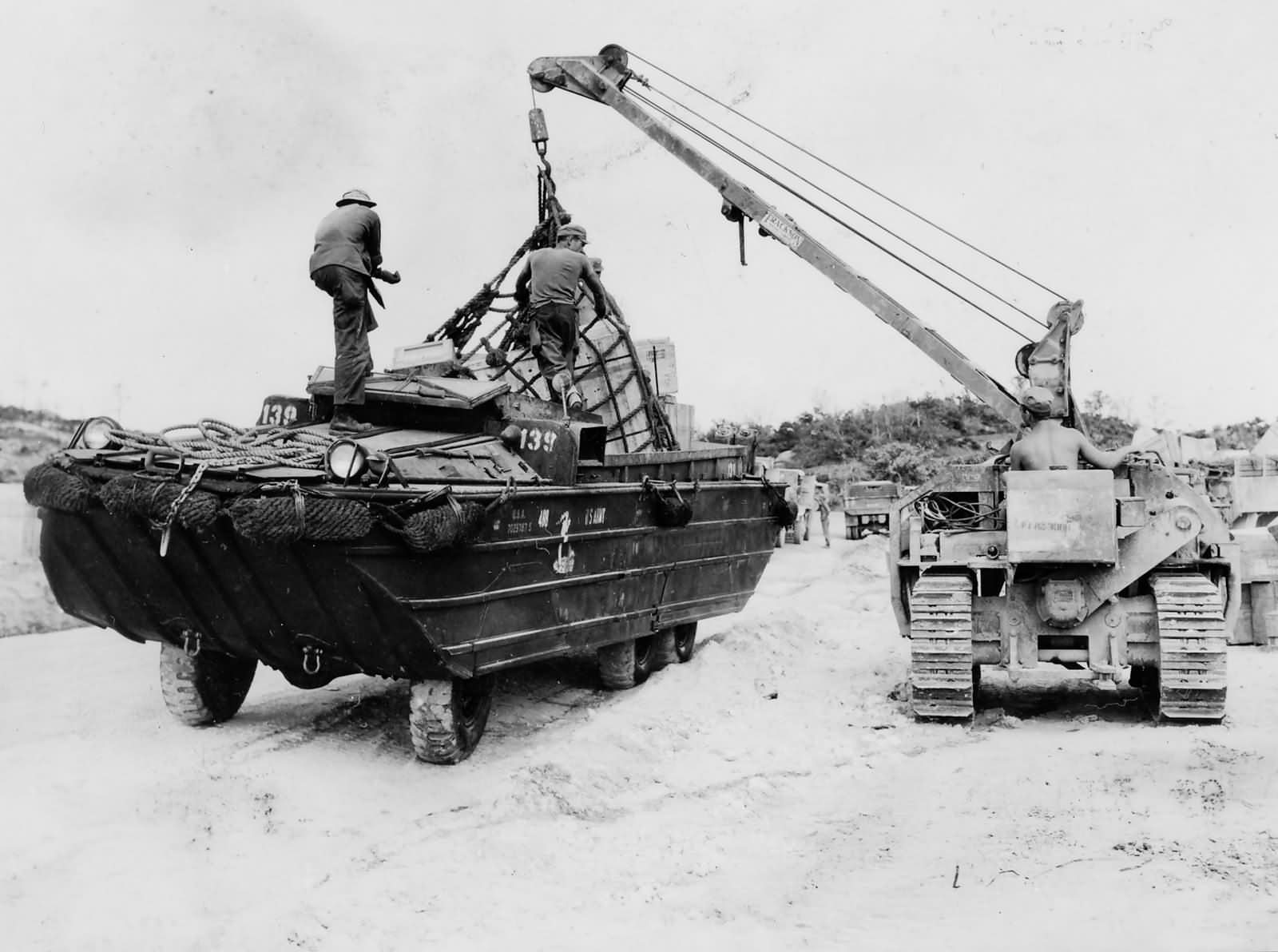 DUKW Amphibious Truck Loaded With Supplies Okinawa 1945
