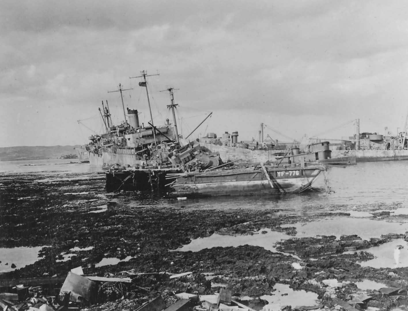 Destroyed Japanese ships Okinawa 1945