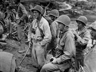 Gen. Shepherd and Gen. Buckner Watch Battle on Okinawa