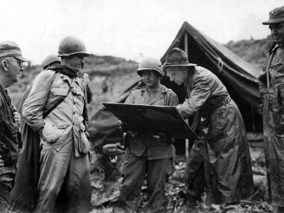 General Stilwell and Col. Pachler on Okinawa 1945