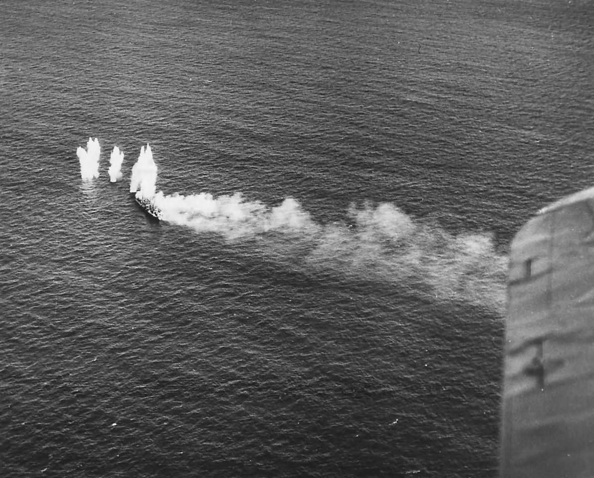 Japanese Ship Under Attack during Third Fleet Raid on Okinawa October 10, 1944