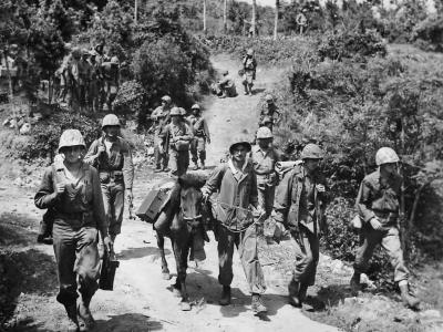 Marine Communication Crews Establish Phone Lines on Okinawa