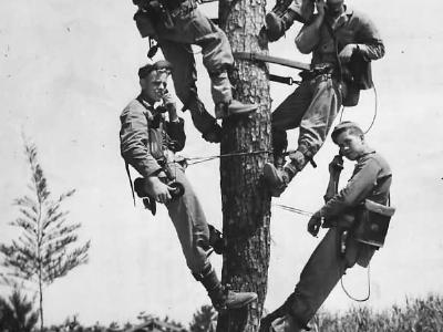Marine Linemen Work on Communications on Okinawa