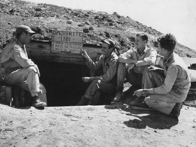 Marine Pilots at Dash Rite Inn Bomb Shelter on Okinawa