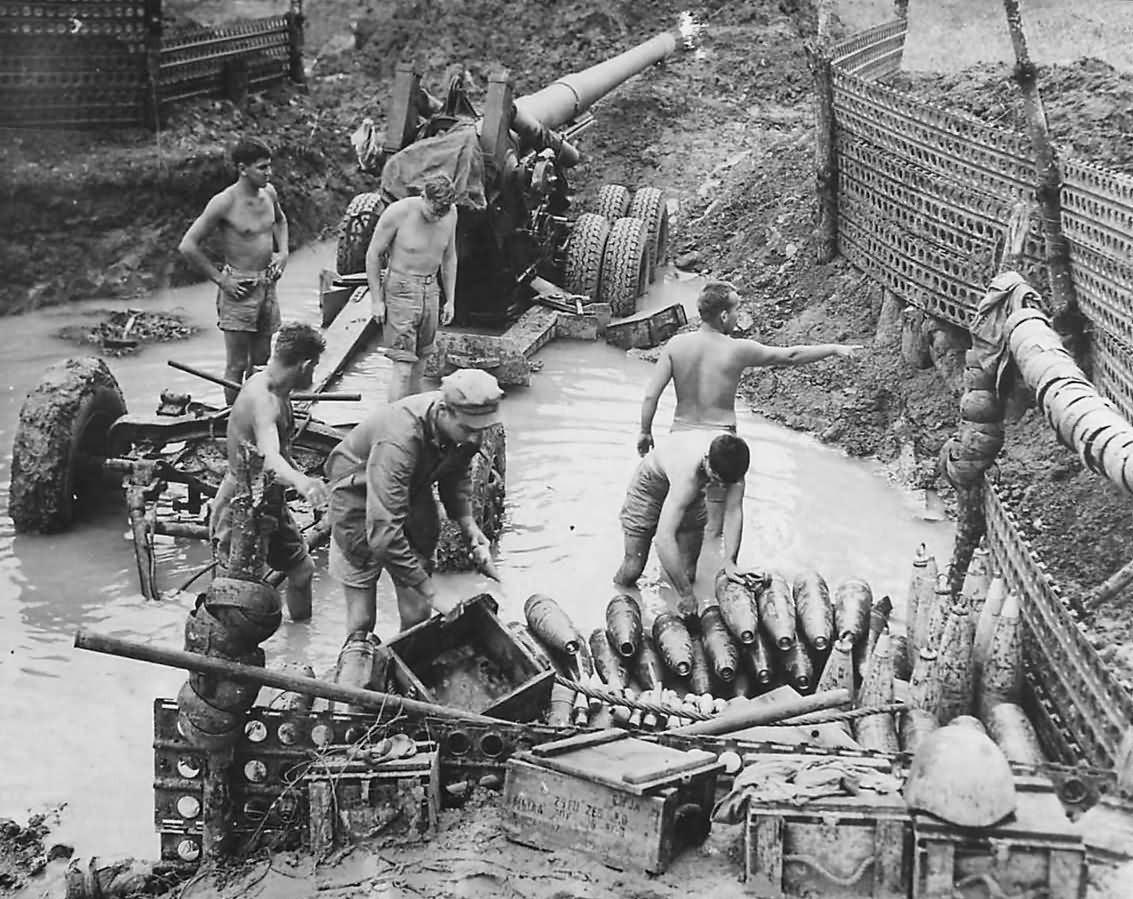 Marine Third Amphibious Corps 155 mm Long Tom Gun Crew on Okinawa