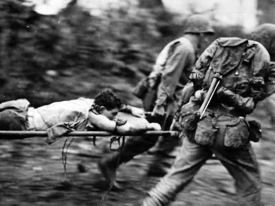 Marines Evacuate Wounded Comrade Under Fire on Okinawa