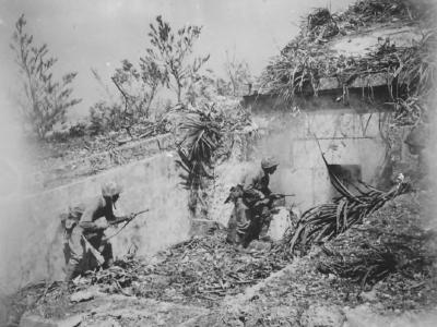 US Marines Closing in at old tomb Okinawa
