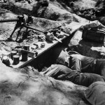 5th Marine Regiment Gunners Sleep in Foxhole on Okinawa