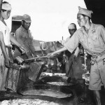 Japanese Prisoners Get Soup Ration at Camp near Kadena Okinawa