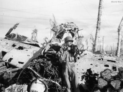 1st Marine Division Combat Photographer with A6M5 Zero