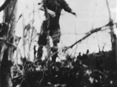 Japanese Soldier Throwing Bangalore at Marine Tank on Peleliu