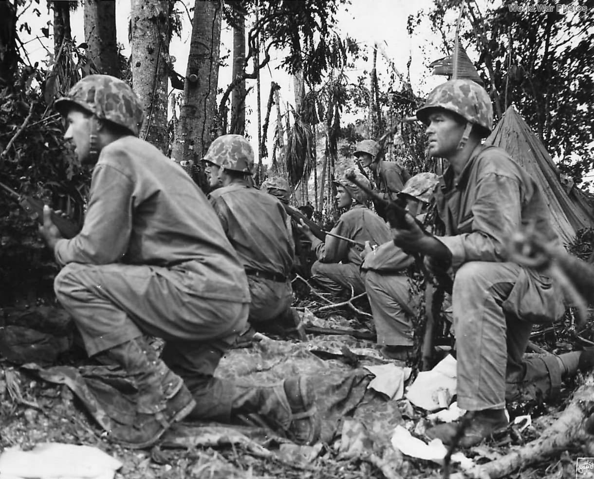 Marines Wait for Signal to Attack Japanese Airfield on Peleliu