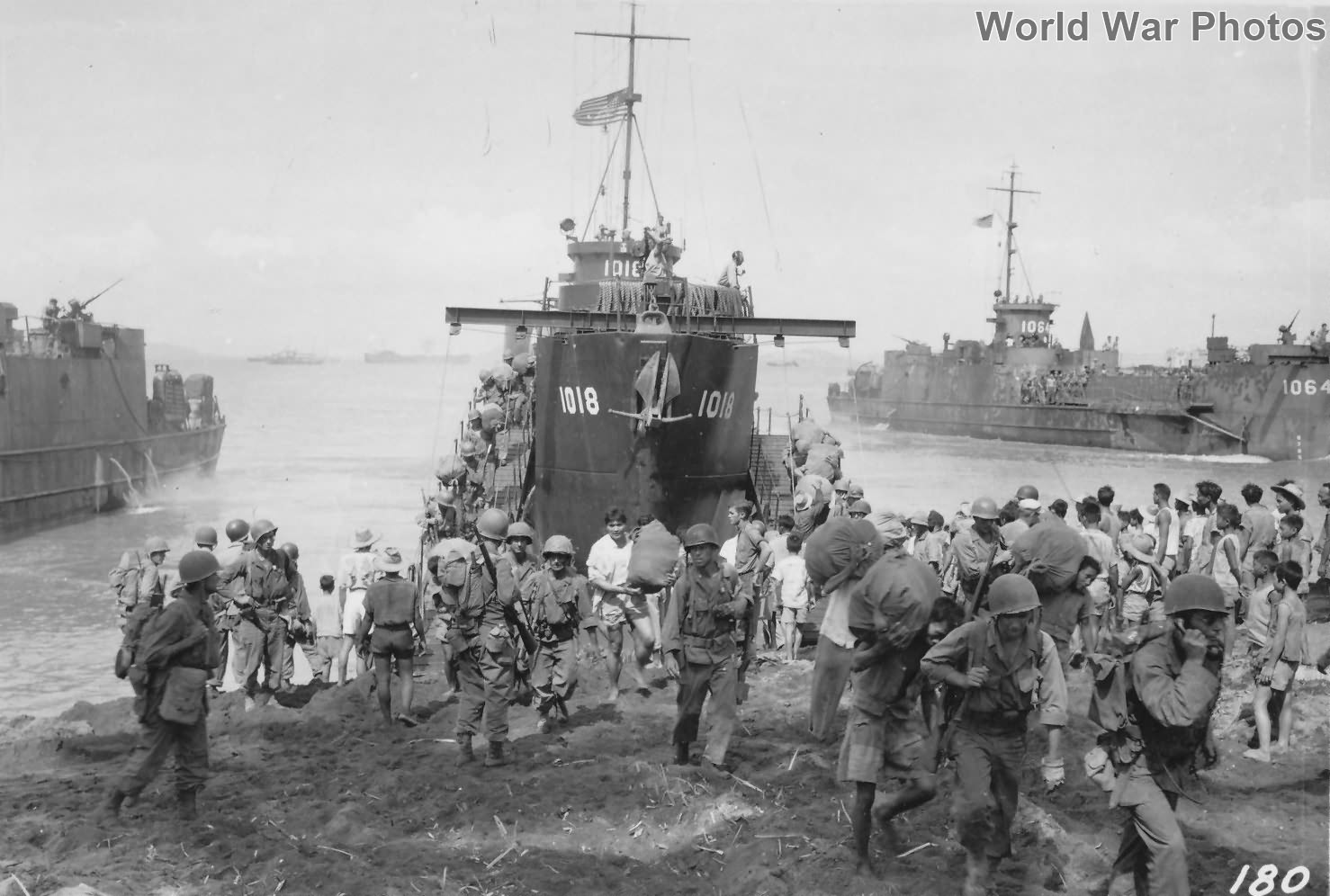40th ID, Landing Crafts beach at Pulupandan Phillipines 29 March 1945