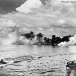 Smokescreen laid around U.S. ships during Invasion of Leyte 1944