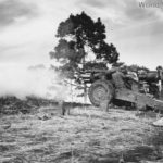 US Army 40th Infantry Division 155mm artillery in action
