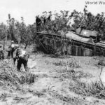 soldiers get Help from LVT(A)-4 during advance on Leyte 1944