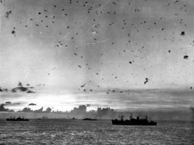 Flak Filled Sky as Planes Attack US Navy Ships Invasion of Saipan