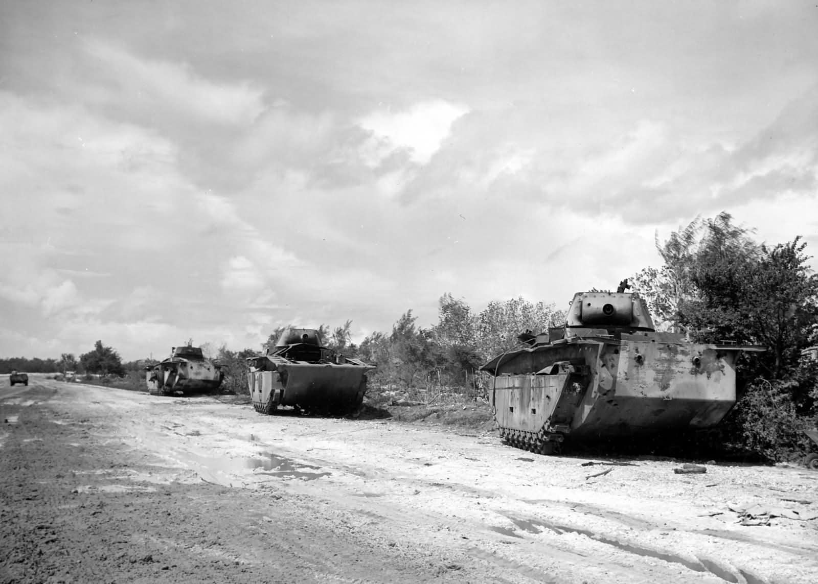 LVT 4 Buffalo Amtracs Knocked Out Saipan June 1944