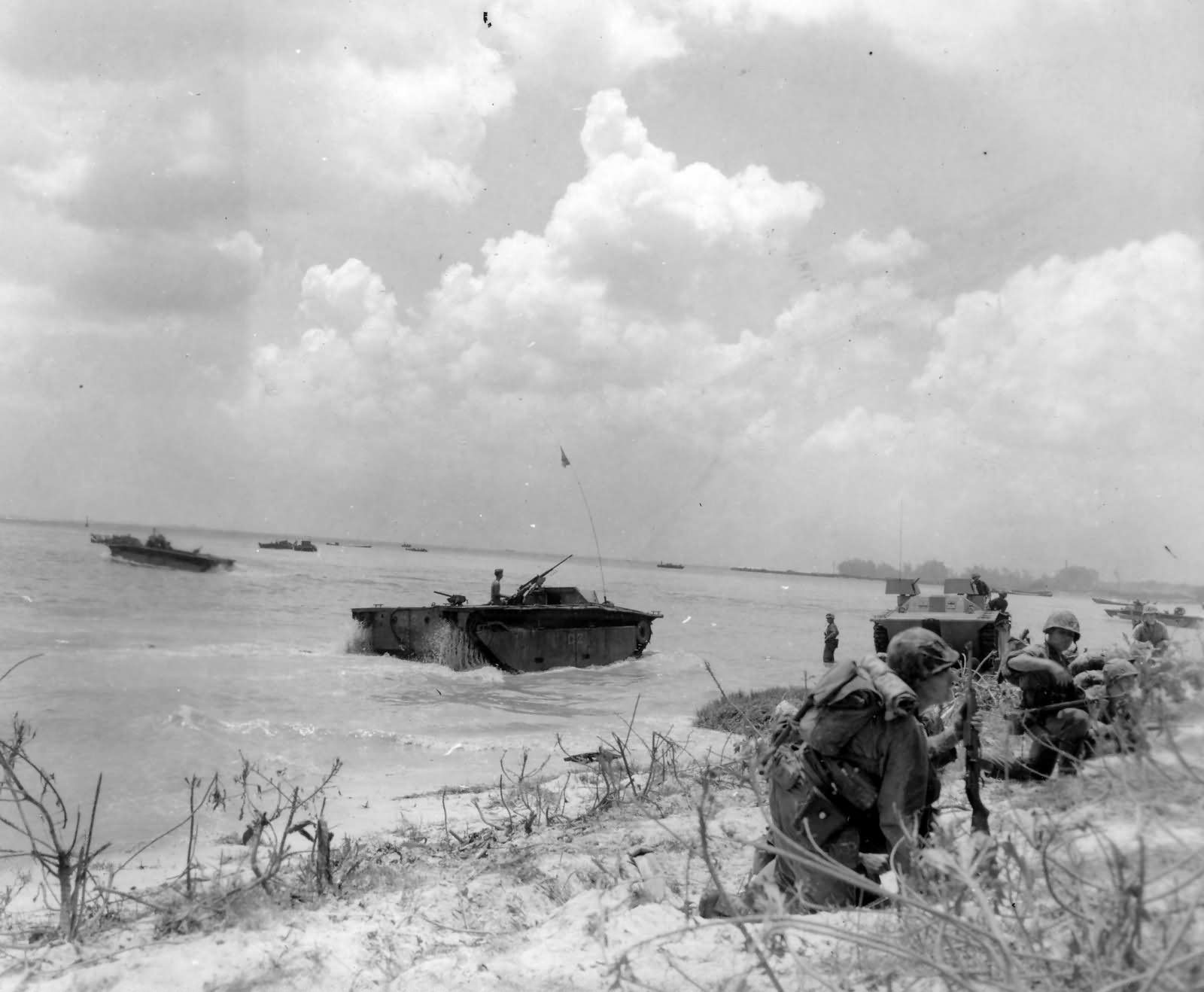 LVT Buffalo Amtrac Landing on Saipan Beach June 15 1944