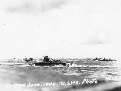 LVTs heading for shore on 15 June 1944 Saipan