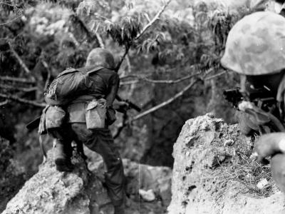 Marine Officer Clears Cave on Saipan with M1911 Colt .45