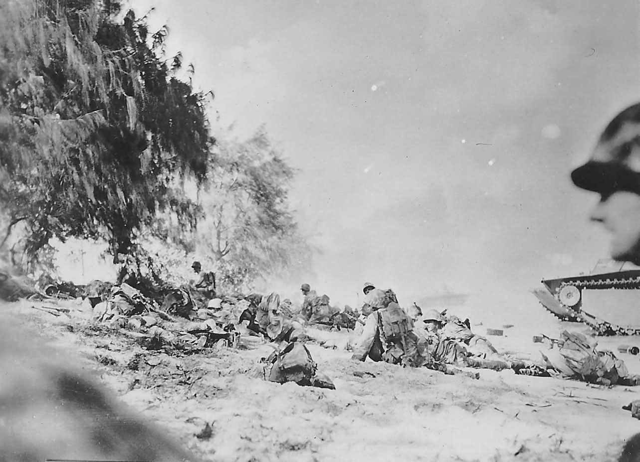 Marines in action Saipan Beach June 1944