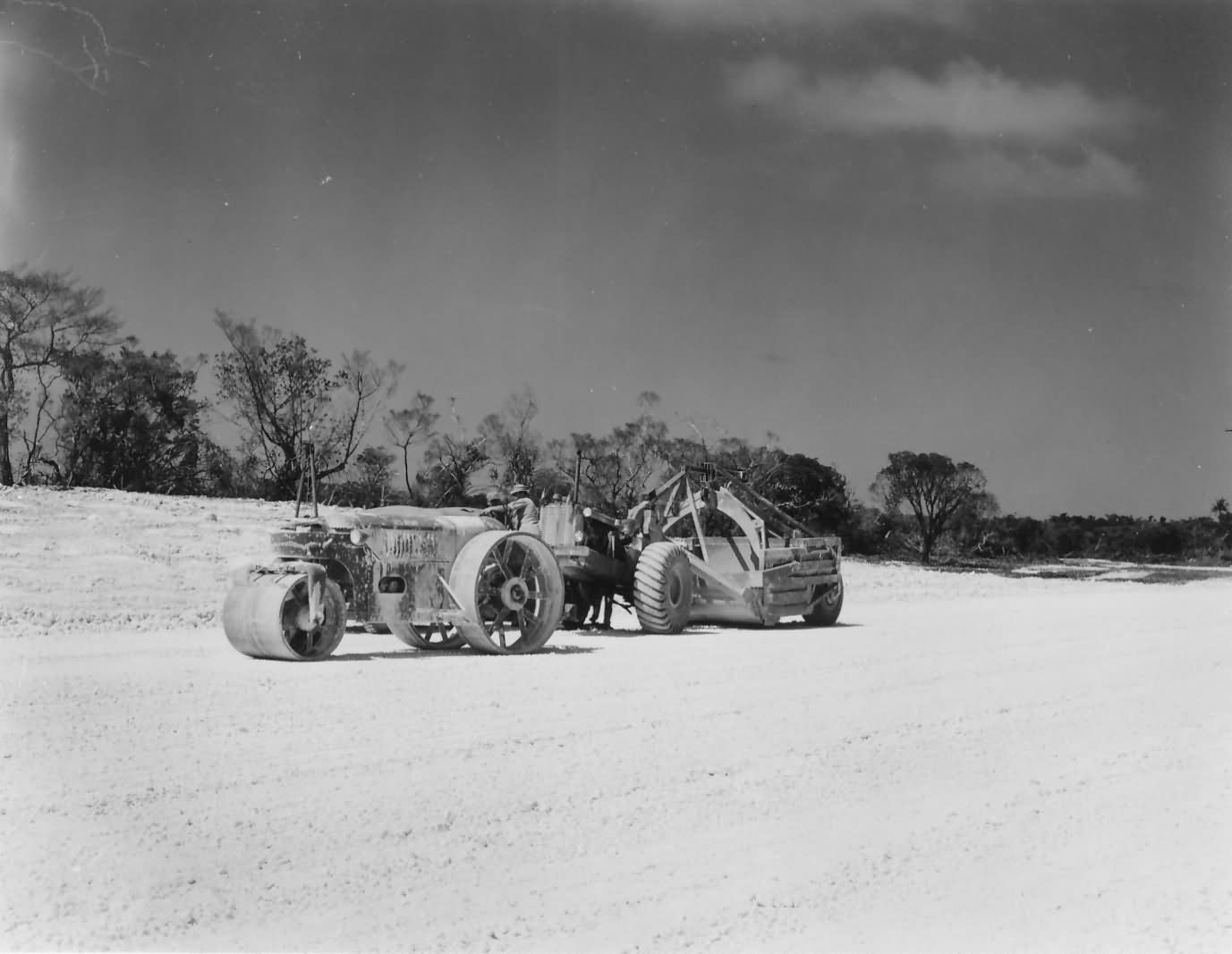 Steam Roller Tractor Grader Build Airfield On Tinian Or Saipan