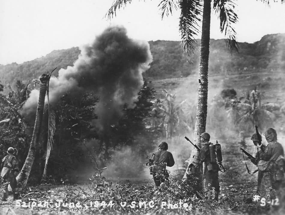 Troops in action Battle of Saipan June 1944