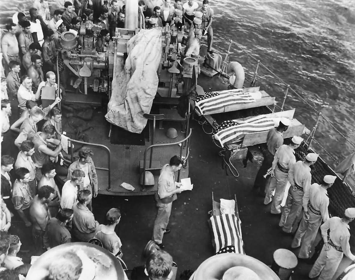 US Soldiers Buried at Sea during 3rd Day of Saipan Invasion