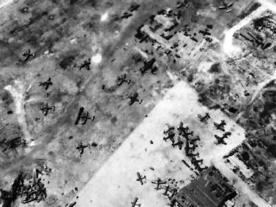 Wrecked Japanese Planes at Aslito Airfield on Saipan 1944