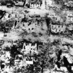 Bombed shelled ruins of Garapan Saipan 1944 aerial photo
