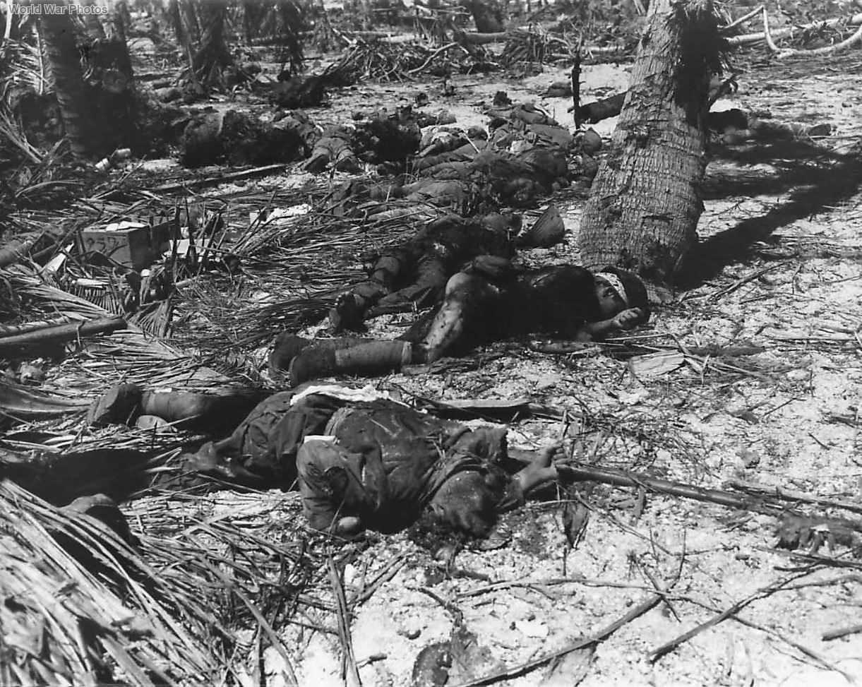 Bodies of fallen Japanese soldiers on Tarawa