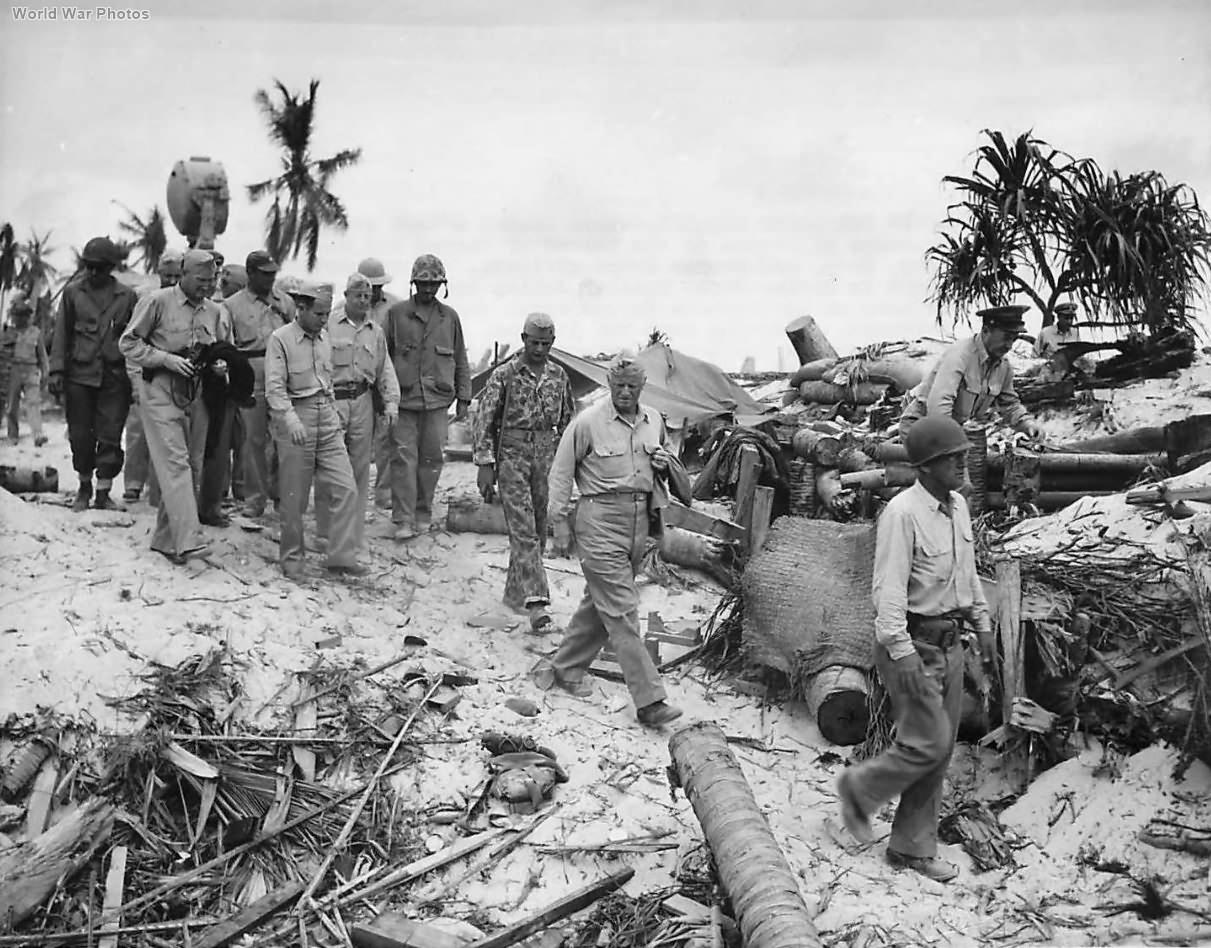 General Smith, Adm. Nimitz and Gen Richardson on Tarawa