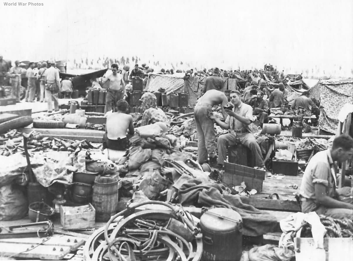 Marines at camp on Tarawa beach a week after landings 2