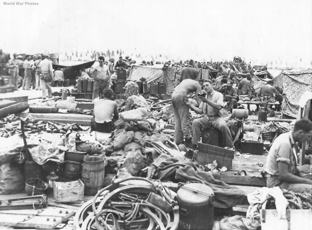 Marines at camp on Tarawa beach a week after landings 2