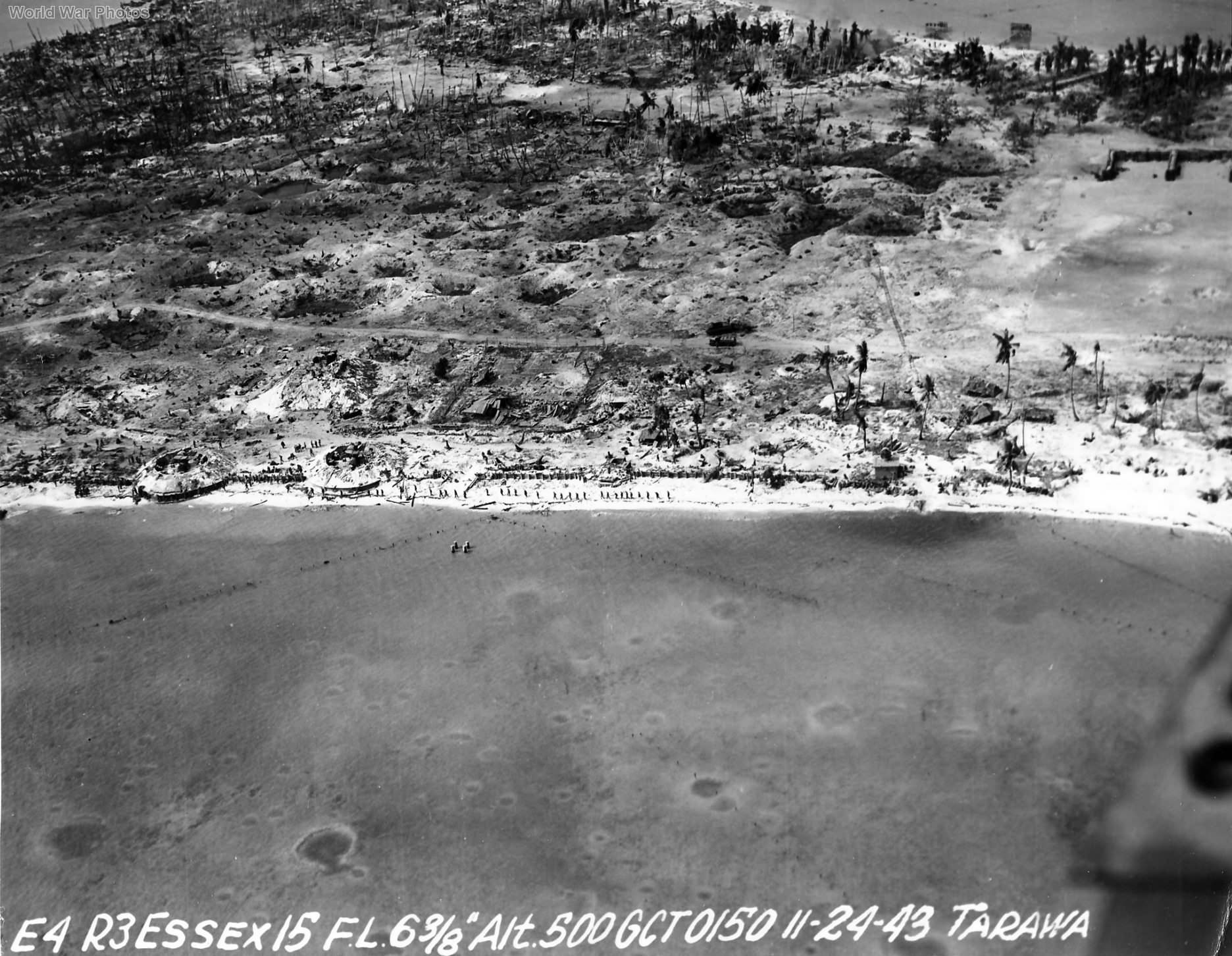 Shattered beach at Betio Island Tarawa Atoll 24 November 1943