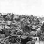 Marines at camp on Tarawa beach a week after landings