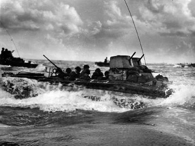 Marines in LVT-2 48 Water Buffalo Head for Tinian Shore