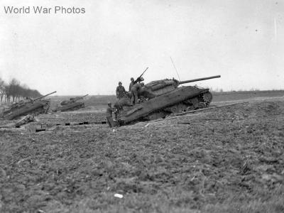 M10s firing across Roer River