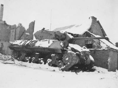 Destroyed M10 Tank Destroyer 35th Infantry Division 454th Tank Destroyer Battalion Livarchamps Belgium Battle Of Bulge 1945