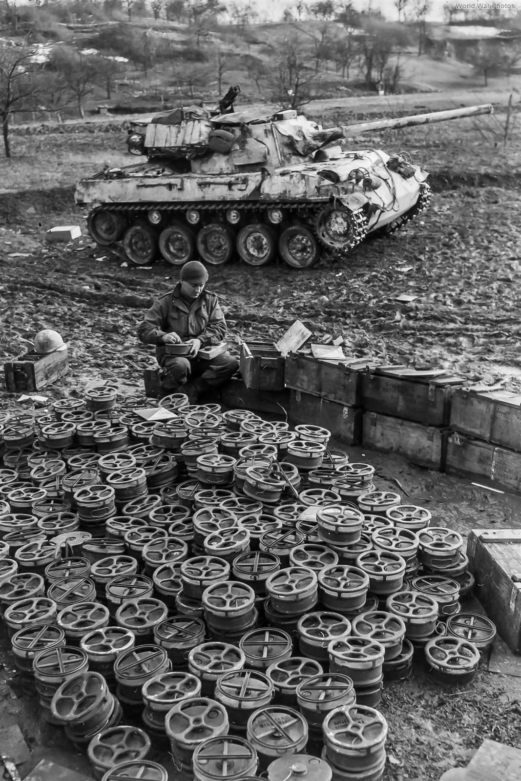 M18 of the 94th ID at a repair depot in Germany in early 1945