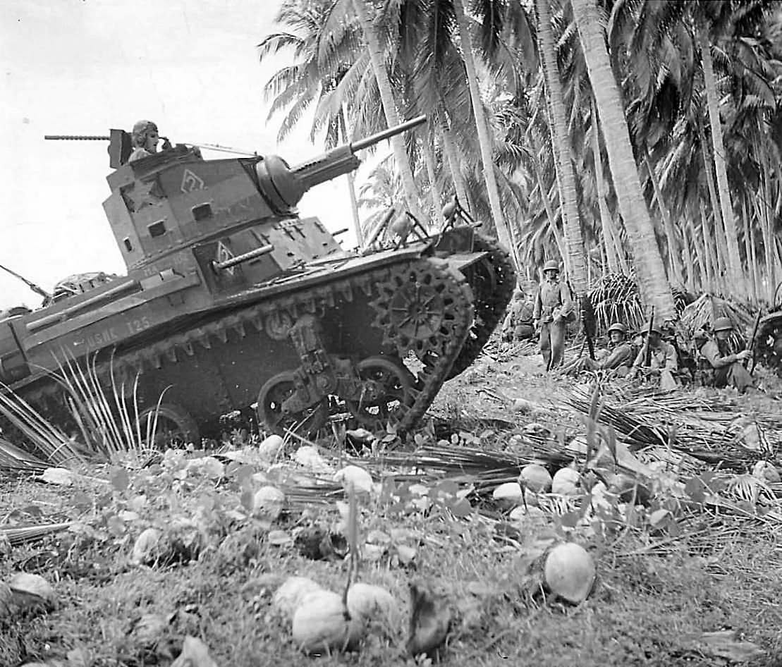 M2A4 of the 1st Tank Battalion Supports Marines on Guadalcanal 1942