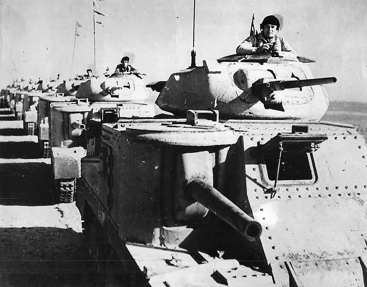 British Troops Man M3 Grant Mk I Tanks for Battle of Knightsbridge 1942