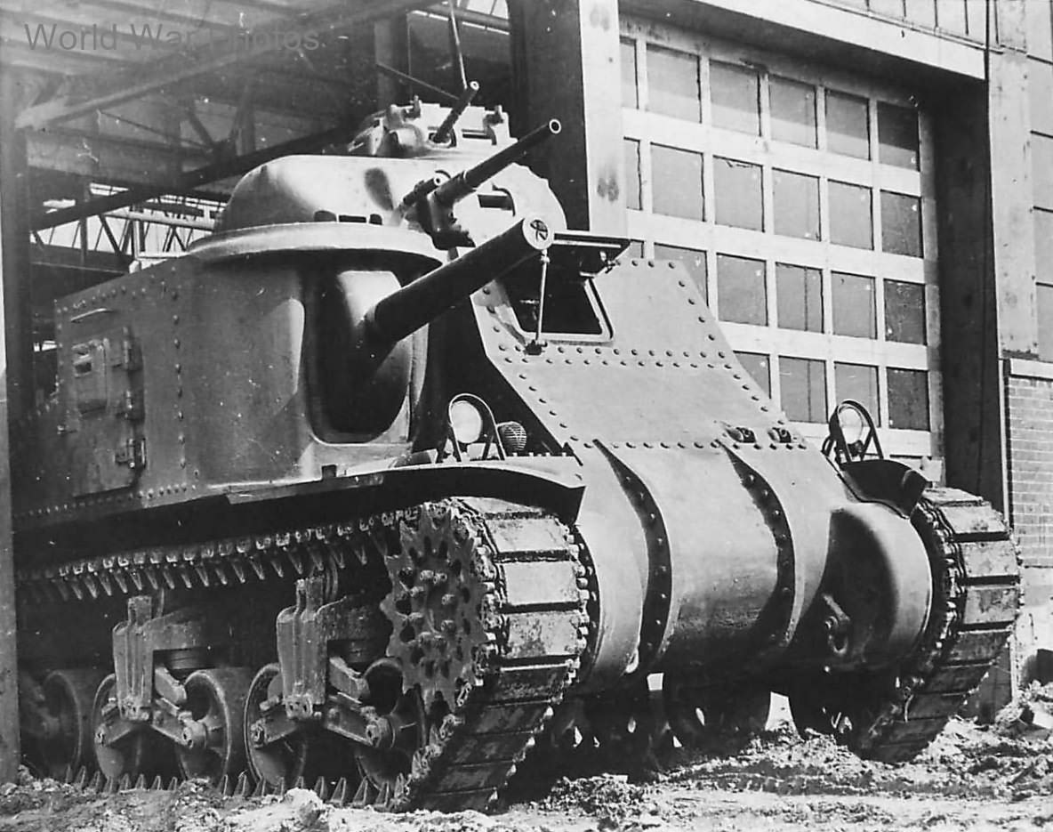 Chrysler M3 tank #1 exits Detroit Arsenal Tank Plant